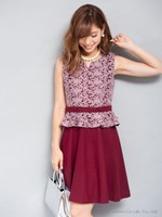 レース×フラノワンピ/グレー