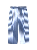 綿麻ストライプ タックパンツ/ブルー(392)
