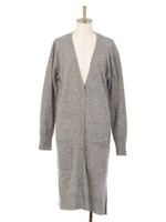 7GG ラムウールニットロングカーディガン/グレー