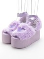 FLUFFY HEART HIGH SOLE SANDAL/LAVENDER