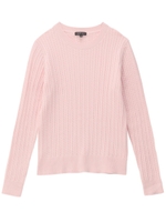 [S]クルーネックケーブルニット/カーキ&グリーン系(020)