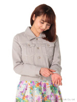 【Cherite by PRIMEPATTERN】配色ステッチGジャン/グレー