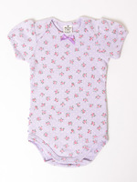 おしりフリルドットと花柄ロンパース/パープル