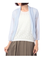 シースルーカーディガン+レースカットソーセット/オフホワイト(003)