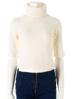 タートルネック半袖ニット/ネイビー