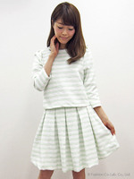 ツイードボーダースカート/チャコールグレー