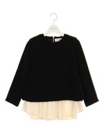 裏毛レイヤード風プルオーバー/BLK