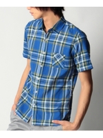 コットンリネンマドラスチェックシャツ/ブルー(292)