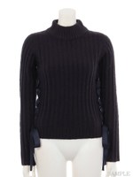 サイドレースアップニットトップス/紺