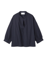 ボックスシルエット八分袖シャツ/ネイビー(093)