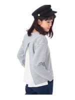 リップルボーダーバックシャンカットソー/ダークグレー(313)