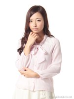 レース切替ブラウス/ピンク