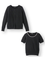 [S]シャイニーブレードニットアンサンブル/ブラック(019)