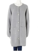 【CanCamコラボ】ノーカラーアンゴラニットコーディガン/ライトグレー