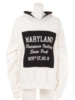 【LATINA】BOXプリントフードスウェットプルオーバー/BK