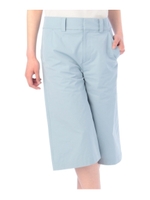 ガウチョ風コットン混パンツ/サックス(090)