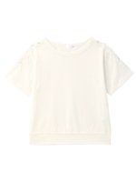 ショルダーレース入り無地Tシャツ/オフホワイト(003)