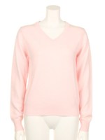 シンプルVネックニット/ピンク