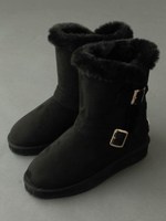 バックル飾りムートンブーツ【冬カタログ掲載】/チャコールグレー