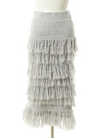 フリンジニットスカート/ベージュ