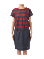 ボーダー切り替えドッキングワンピース/レッド系(364)