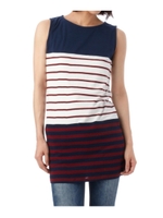 ボーダー配色ワンピース/レッド系(362)