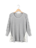 ミックスデザインフレアニットプルオーバー/ライトグレー(011)