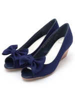 リボンツイード調ウエッジパンプス/ブラック(019)