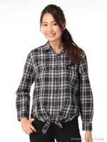 前シバリチェック柄シャツ 3/コン