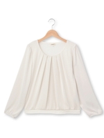 サテンフロントプリーツカットソー/ホワイト(002)