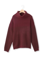 ジグザグ編みオフタートルニット/ボルドー(164)