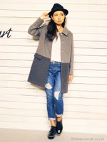 衿ファーバイカラーコート/ベージュ(041)