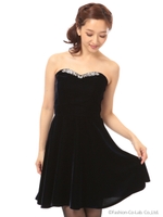 ベロアビジューワンピース/ネイビー