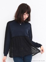 レースニットプルオーバー/ネイビー