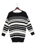 イレギュラーボーダー/チュニック/クロ／オフホワイト