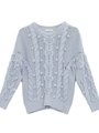 ケーブル編みポップコーンニット/ライトブルー(091)