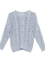 ケーブル編みポップコーンニット/ライトブルー(091)