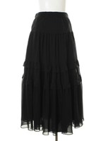 シフォンティアード前スリットロングスカート【冬カタログ掲載】/ブラック