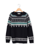 ジャガードビーズニットプルオーバー/ネイビー(493)