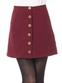 スエード前ボタン台形ミニスカート/ワイン