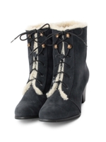 スエード調レースアップブーツ/ブラック(019)