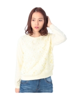 フラワーモチーフレースカットソー/オフホワイト(003)