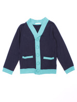 【KID｀S】バイカラーカーディガン/NVY