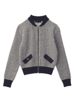 ジップ付きニットカーディガン/サンドベージュ(053)