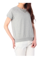 ビジューつきカットソープルオーバー/グレー(012)