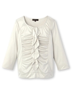 フロントフリルシャイニープルオーバー/アイボリー(004)