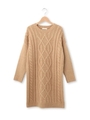 ケーブル編みサックニットワンピース/キャメル(041)