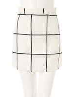 チェック柄台形ミニスカート/ホワイト