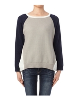 ブロッキング裾チュールプルオーバニット/イエロー(032)