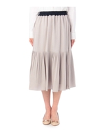 プリーツづかい配色スカート/ネイビー(093)